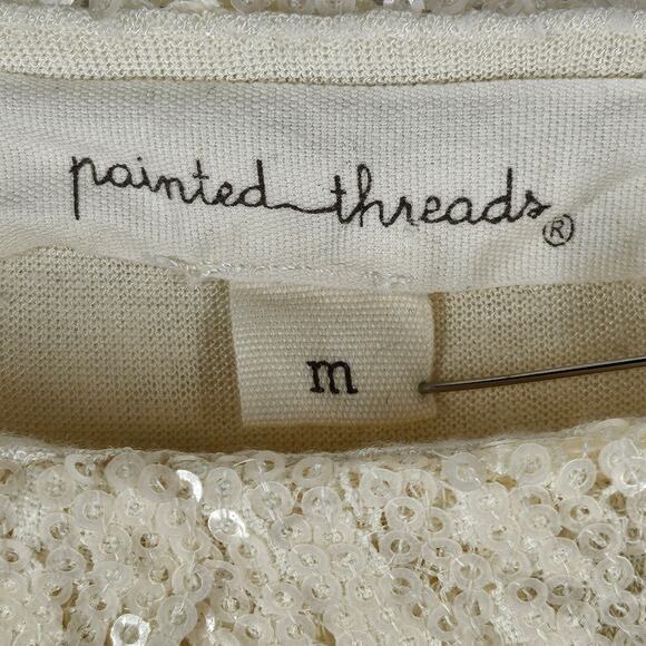 PAINTED THREADS NORDSTROM WOMEN'S CREAM SEQUIN TANK TOP SHIRT SIZE MEDIUM - Picture 5 of 10